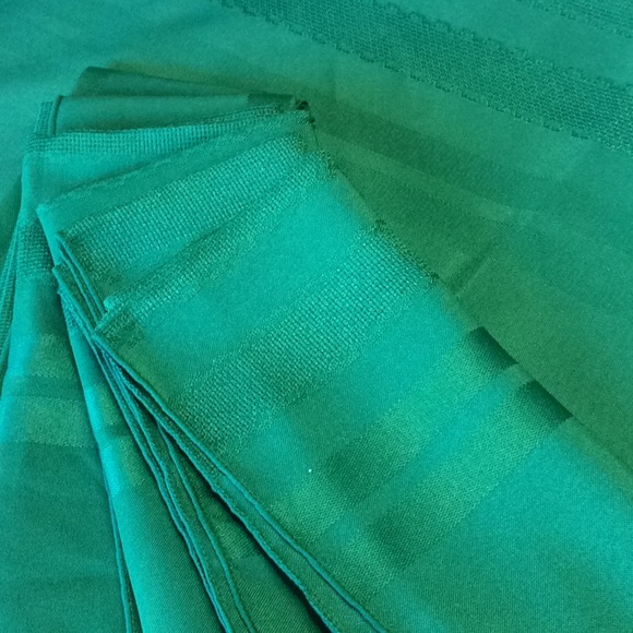 FINAL SALE PRICE 6 Pc Green Satin Finish Napkin Set - Picture 1 of 3